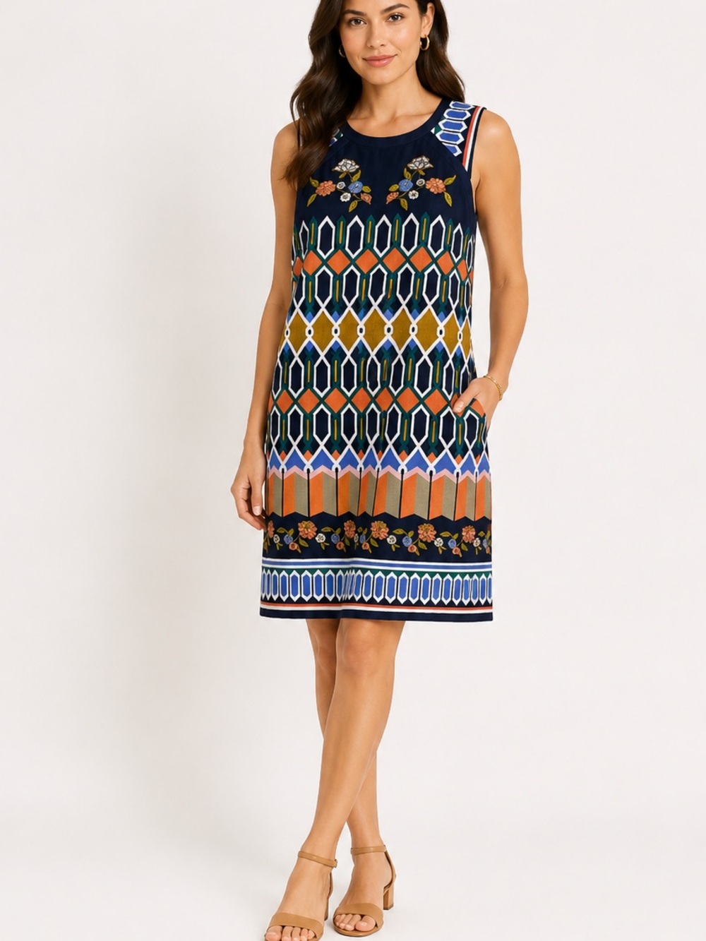 Laundry by Shelli Segal embroidered shift dress